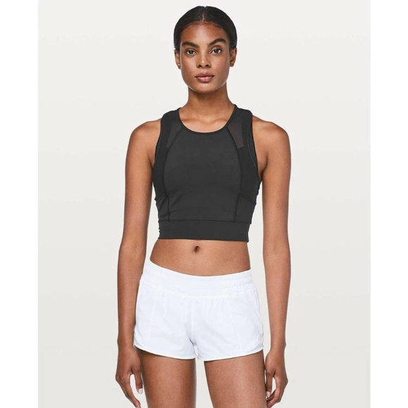 Lululemon Tops - Lululemon Laser Speed Train Tank Top Cropped Black Sleeveless Mesh Size 4